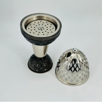 مبخره ملكيه معدن مع زجاج اسود بنقشه مقاس 40×17 سم