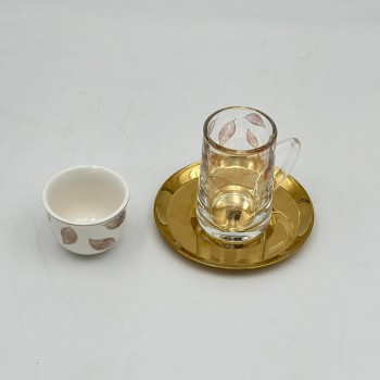 طقم كاسات وفناجين مع الصحن 18قطعه