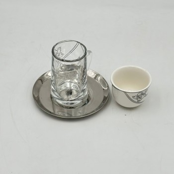 طقم كاسات وفناجين مع الصحن 18قطعه