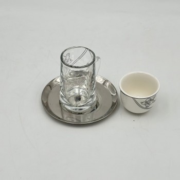 طقم كاسات وفناجين مع الصحن 18قطعه