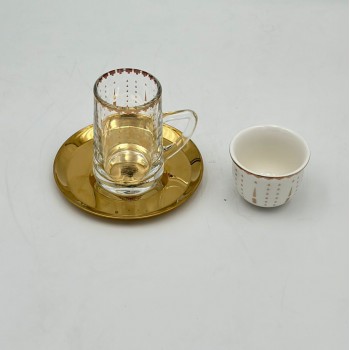 طقم كاسات وفناجين مع الصحن 18قطعه