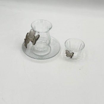 طقم كاسات وفناجين مع الصحن 18قطعه