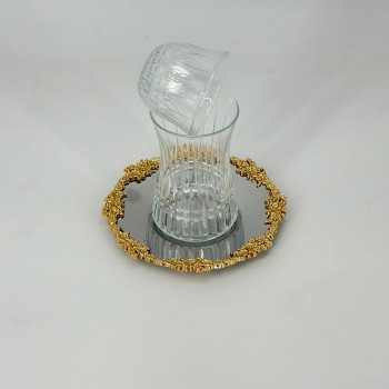 طقم كاسات وفناجين مع الصحن والملاعق  24 قطعه 