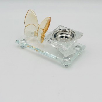 مبخرة زجاج ديكور فراشة عسلي 13×7×6سم 
