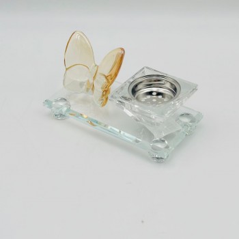 مبخرة زجاج ديكور فراشة عسلي 13×7×6سم 