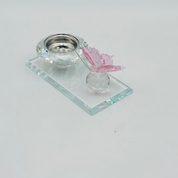 مبخرة زجاج ديكور فراشة وردي 13×7×6سم 