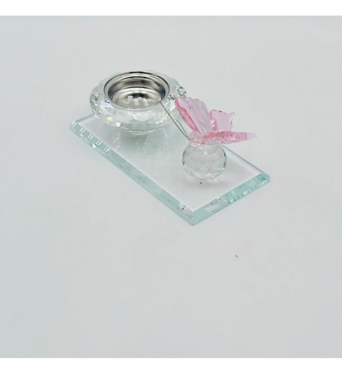 مبخرة زجاج ديكور فراشة وردي 13×7×6سم 