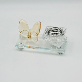مبخرة زجاج ديكور فراشة عسلي 13×7×6سم 