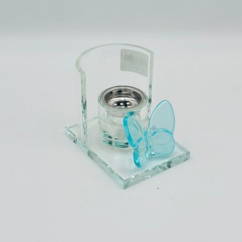 مبخرة أنيقة بتصميم عصري فاخر، مصنوعة من خامة شفافة عالية الجودة 12×9×10سم سماوي 