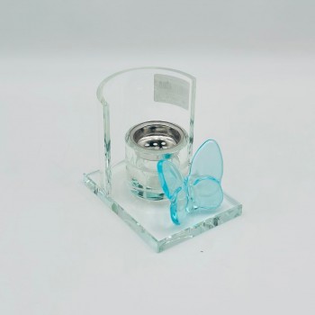 مبخرة أنيقة بتصميم عصري فاخر، مصنوعة من خامة شفافة عالية الجودة 12×9×10سم سماوي 