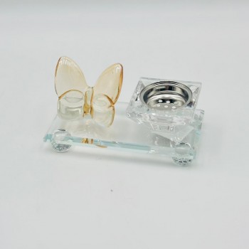 مبخرة زجاج ديكور فراشة عسلي 13×7×6سم 