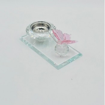 مبخرة زجاج ديكور فراشة وردي 13×7×6سم 