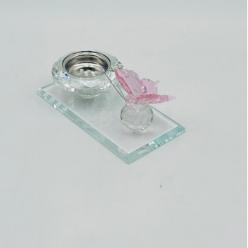 مبخرة زجاج ديكور فراشة وردي 13×7×6سم 