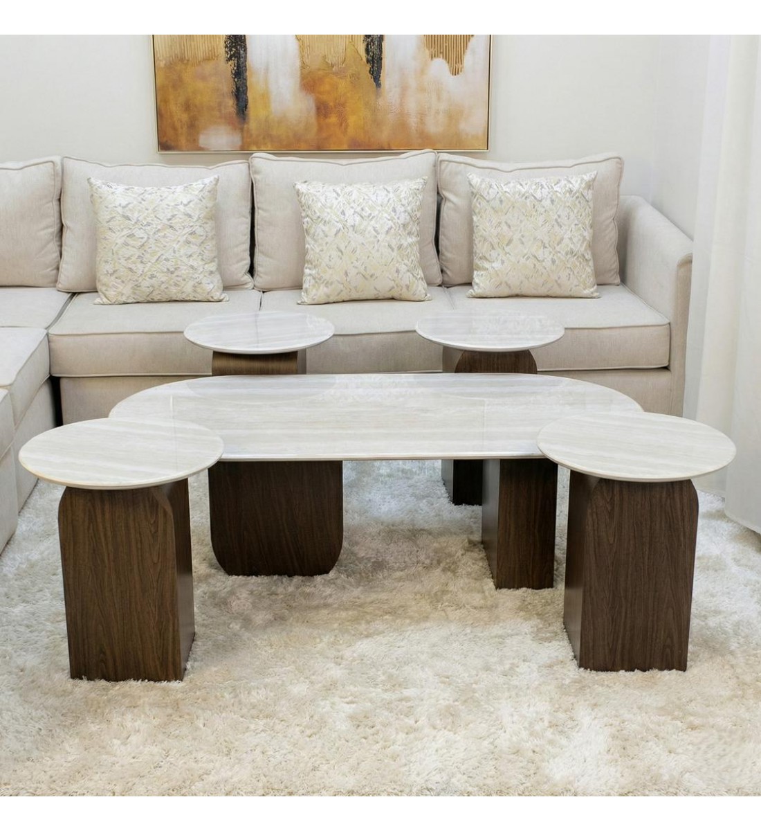 طقم طاولات نيو كلاسيك المودرن 4+1 طقم طاولات نيو كلاسيك المودرن 4+1