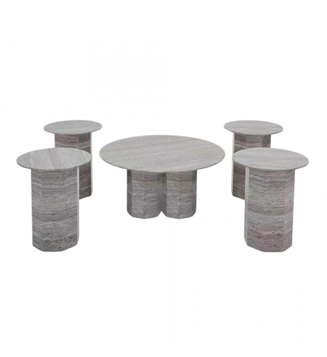 طاولة ديكور فاخرة بتصميم عصري من الحجر الطبيعي رخامي أنيق، 5قطع قاعده حديد طاولة ديكور فاخرة بتصميم عصري من الحجر الطبيعي رخامي أنيق، 5قطع قاعده حديد