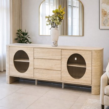  دولاب بوفيه أنيق وعصري سطح  بديل رخام  بيج  180×40سم 