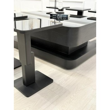 طقم طاولات  تقديم  ليون سنديان 7قطع   لون اسود (منتج تفصيل )