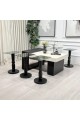 طقم طاولات لاين 7قطع سطح بديل رخام ترافنتينو قاعده خشب لون اسود (منتج تفصيل )