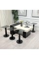 طقم طاولات لاين 7قطع سطح بديل رخام ترافنتينو قاعده خشب لون اسود (منتج تفصيل )