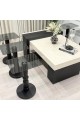 طقم طاولات لاين 7قطع سطح بديل رخام ترافنتينو قاعده خشب لون اسود (منتج تفصيل )