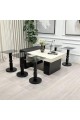 طقم طاولات لاين 7قطع سطح بديل رخام ترافنتينو قاعده خشب لون اسود (منتج تفصيل )
