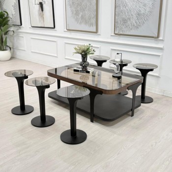 طقم طاولات ابيات 7قطع 2 الوان  (منتج تفصيل )