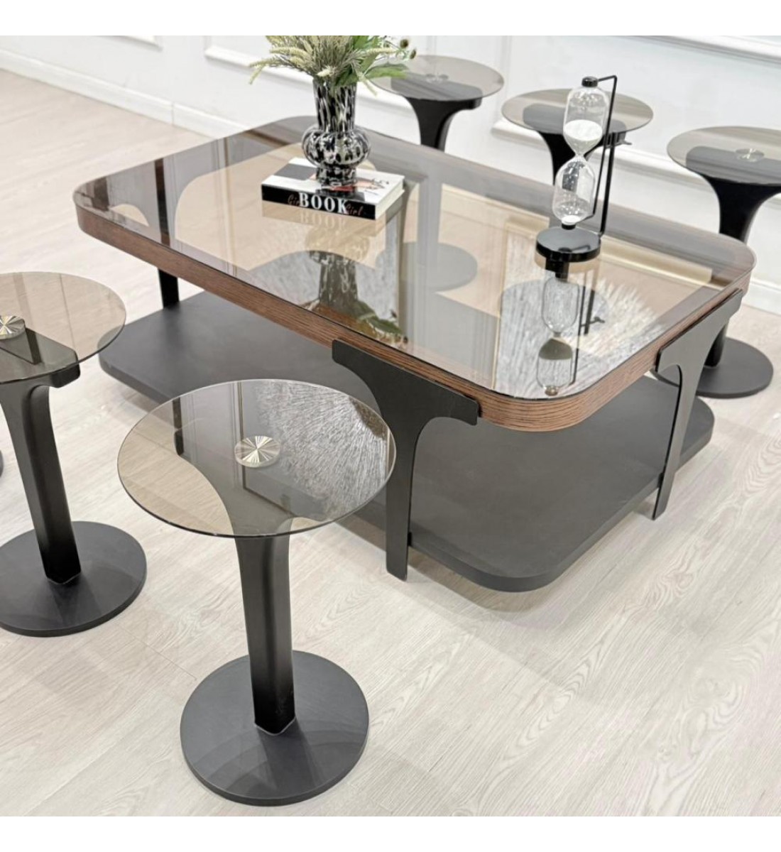 طقم طاولات ابيات 7قطع 2 الوان  (منتج تفصيل )