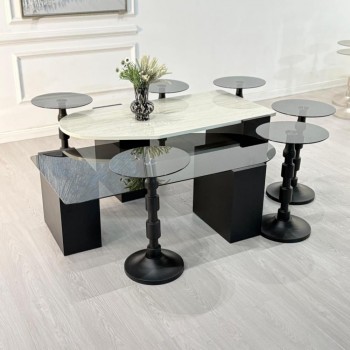 طقم طاولات سما 8قطع لون اسود  (منتج تفصيل )