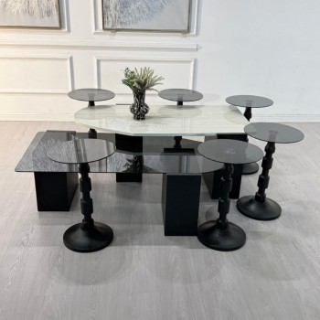 طقم طاولات سما 8قطع لون اسود  (منتج تفصيل )