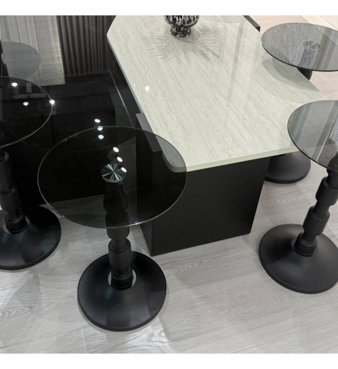 طقم طاولات سما 8قطع لون اسود  (منتج تفصيل )