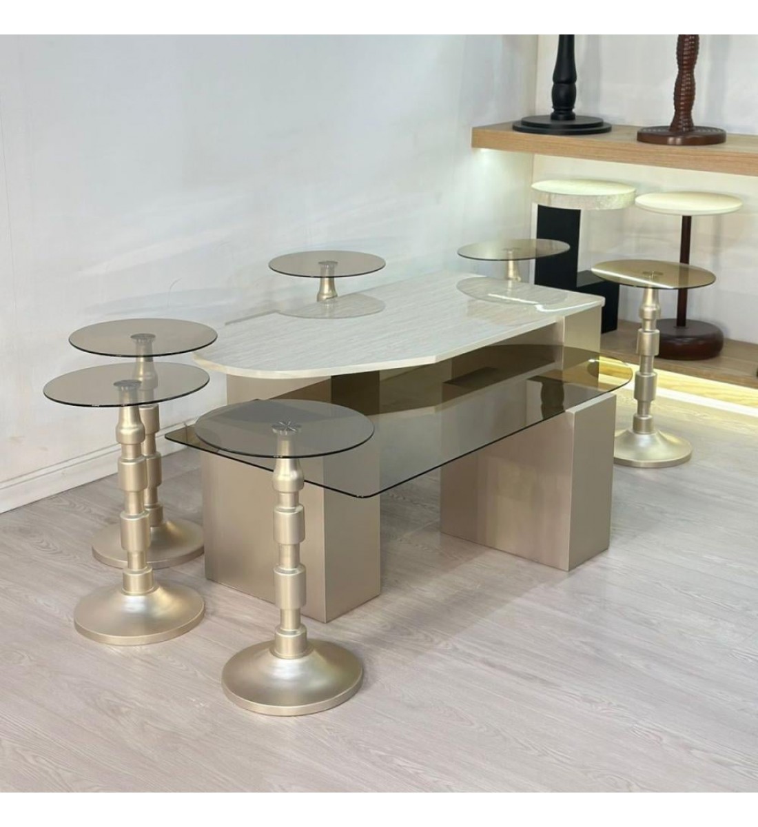 طقم طاولات سما 8قطع لون مكس   (منتج تفصيل )