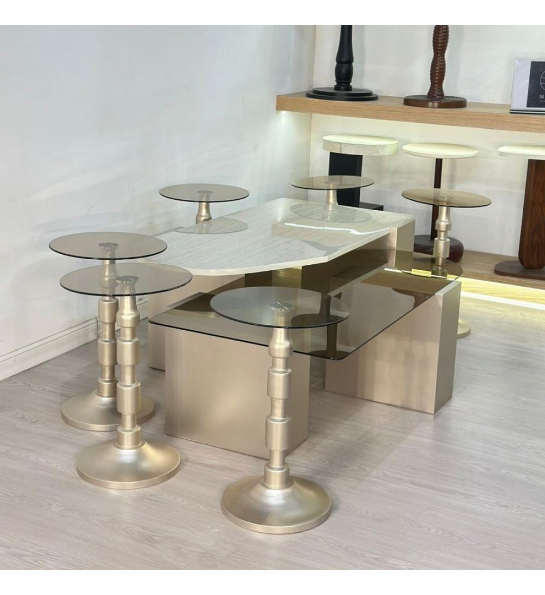 طقم طاولات سما 8قطع لون مكس   (منتج تفصيل )