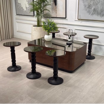 طقم طاولات سنديان 7قطع (منتج تفصيل ) طقم طاولات سنديان 7قطع (منتج تفصيل )