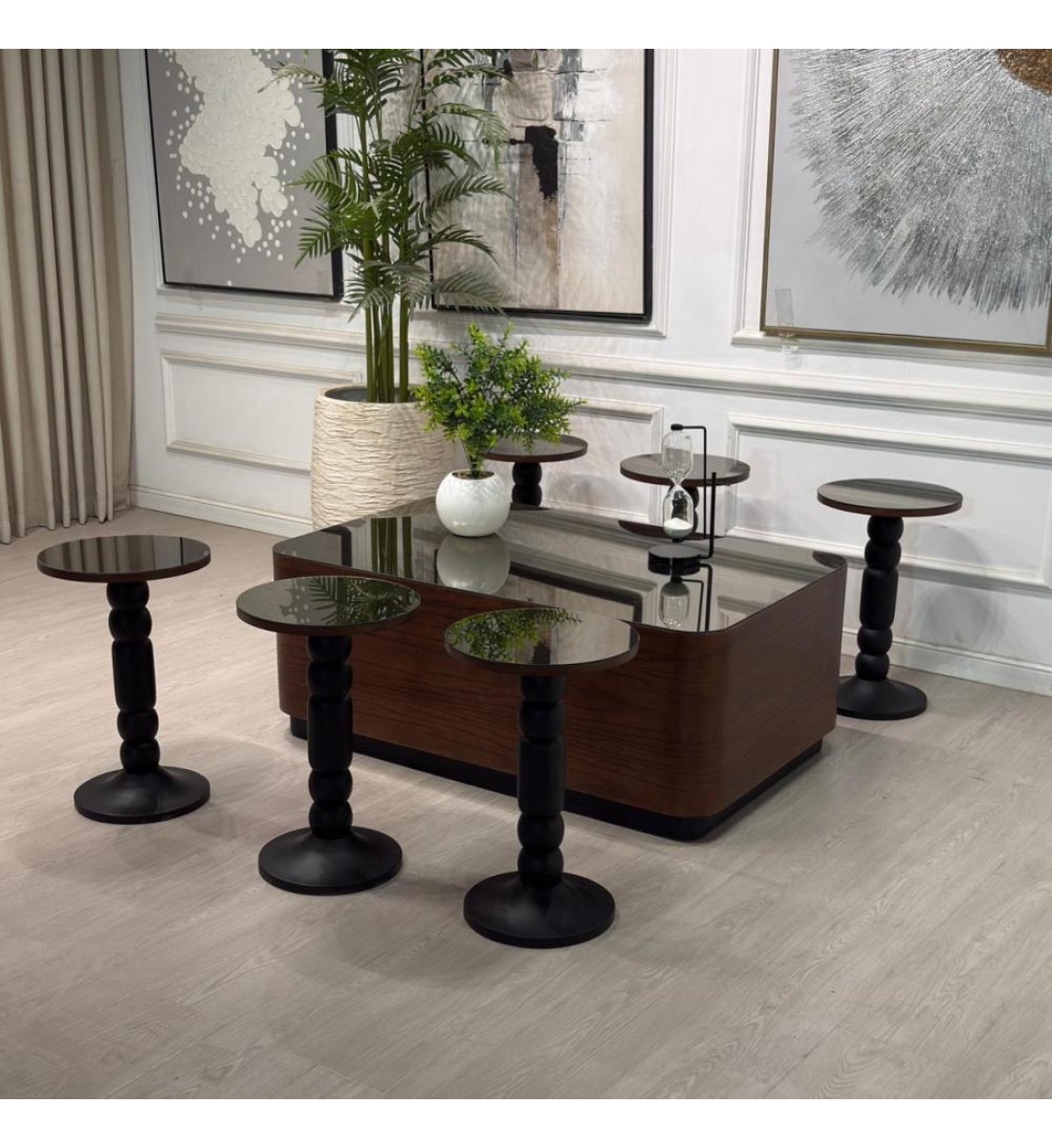 طقم طاولات سنديان 7قطع (منتج تفصيل )