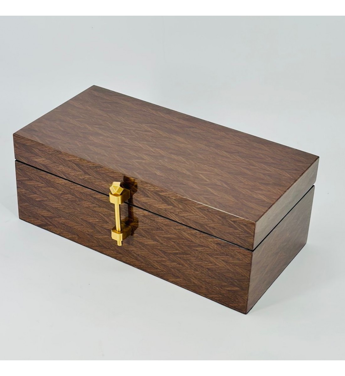 صندوق فاخر بتصميم أنيق مصنوع من الخشب بنقشة طبيعية جذابة 32×12×16سم 