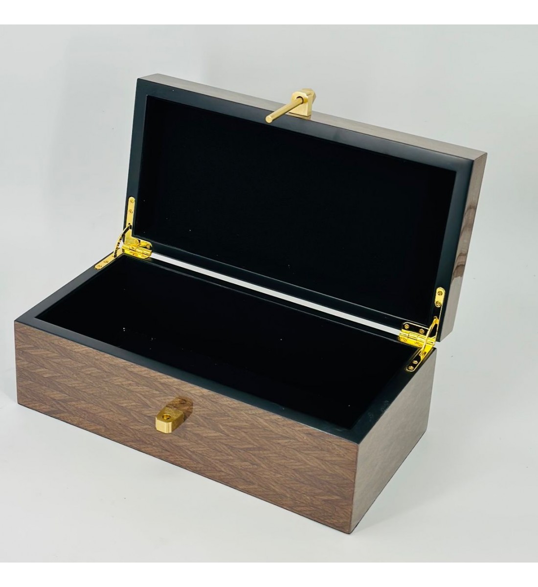 صندوق فاخر بتصميم أنيق مصنوع من الخشب بنقشة طبيعية جذابة 32×12×16سم 