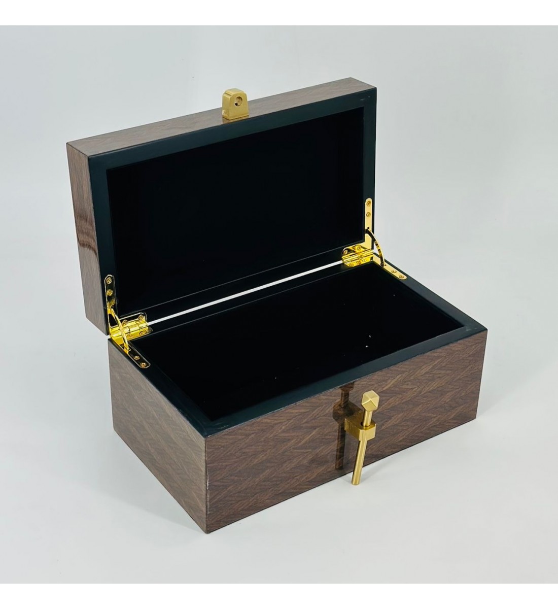 صندوق فاخر بتصميم أنيق مصنوع من الخشب بنقشة طبيعية جذابة25×14×12سم 