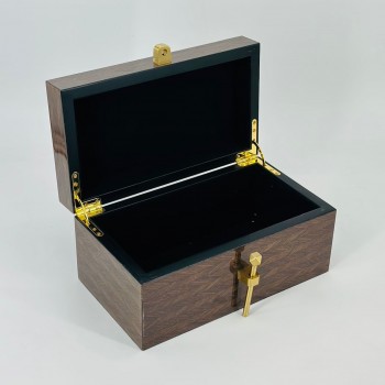 صندوق فاخر بتصميم أنيق مصنوع من الخشب بنقشة طبيعية جذابة25×14×12سم 