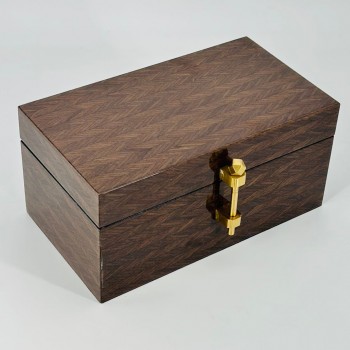 صندوق فاخر بتصميم أنيق مصنوع من الخشب بنقشة طبيعية جذابة25×14×12سم 