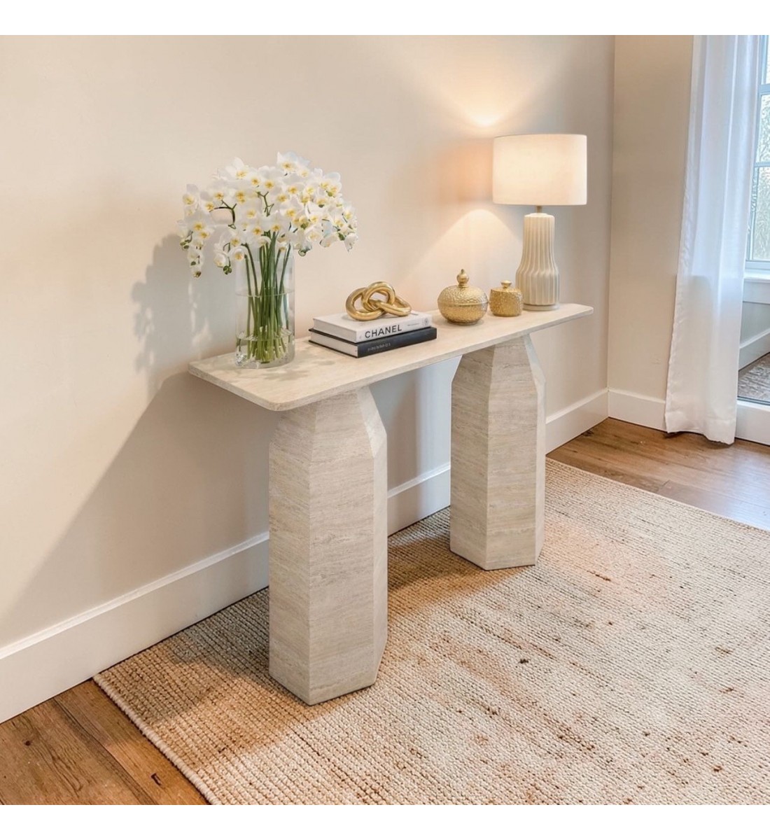 طاولة مدخل رخامية مورفتلو 120×80×40 سم