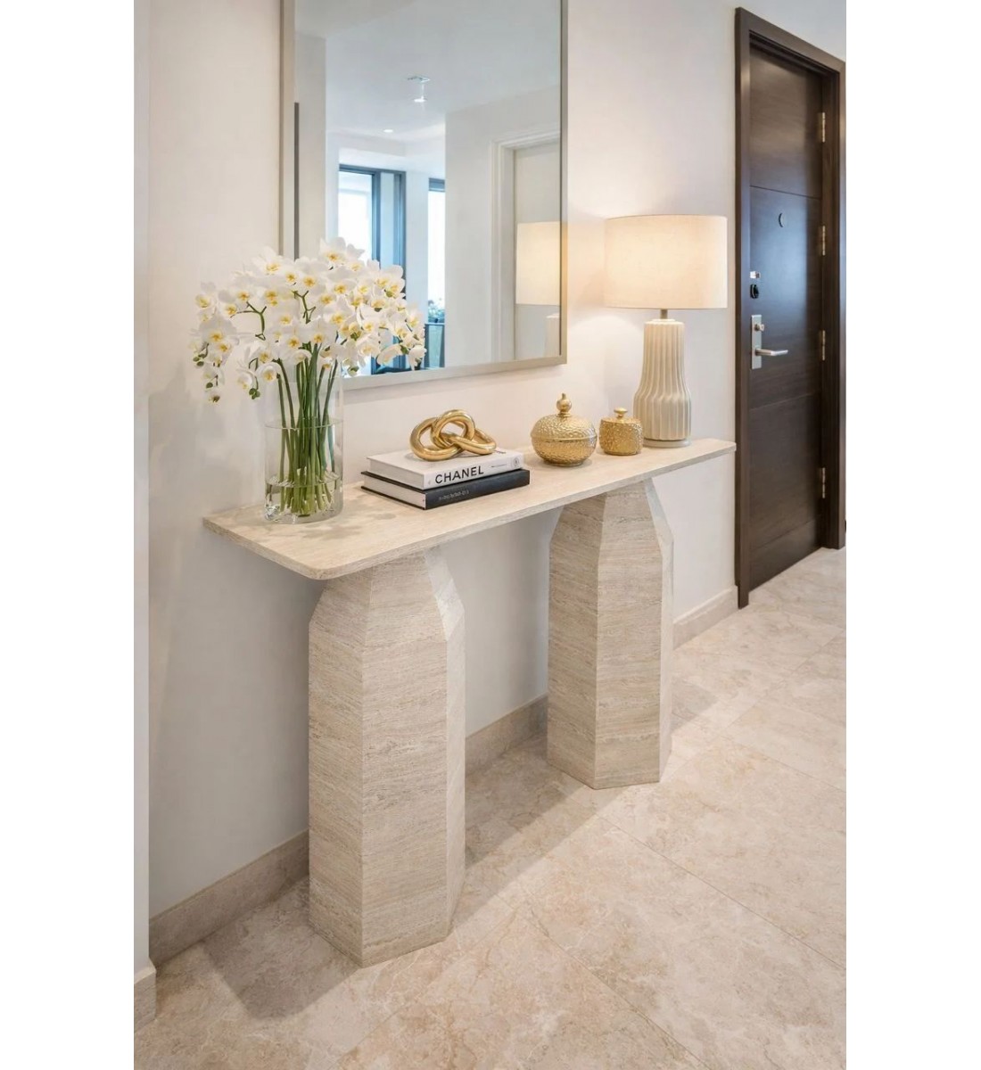 طاولة مدخل رخامية مورفتلو 120×80×40 سم