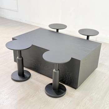 طقم طاولات تقديم خشب سنديان لون اسود 5قطع (منتج تفصيل )