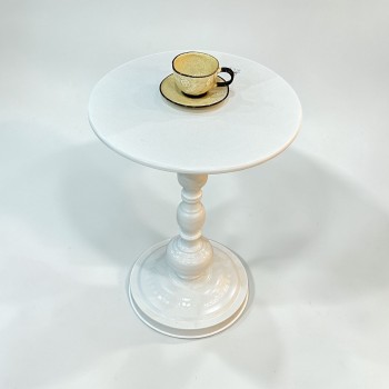 طاولة خدمة جانبية مفردة أنيقة باللون الأبيض ،38×38×54سم 