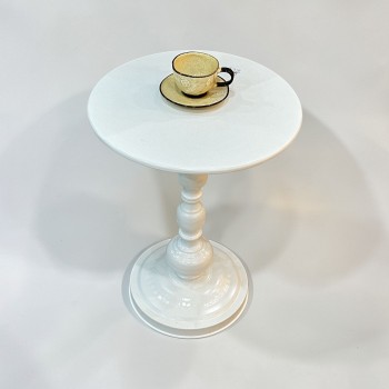 طاولة خدمة جانبية مفردة أنيقة باللون الأبيض ،38×38×54سم 