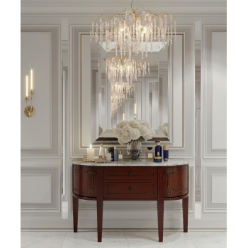 طاولة كونسول خشبية سطح رخامي ابيض – توازن مثالي بين العملية والأناقة الكلاسيكية (منتج تفصيل )