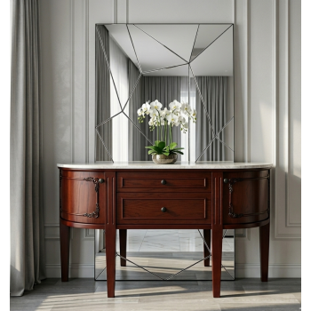 طاولة كونسول خشبية سطح رخامي ابيض – توازن مثالي بين العملية والأناقة الكلاسيكية (منتج تفصيل )