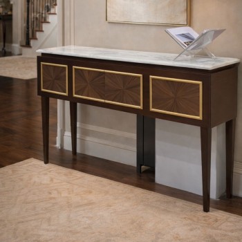 طاولة كونسول خشبية سطح رخامي ابيض – توازن مثالي بين العملية والأناقة الكلاسيكية (منتج تفصيل )