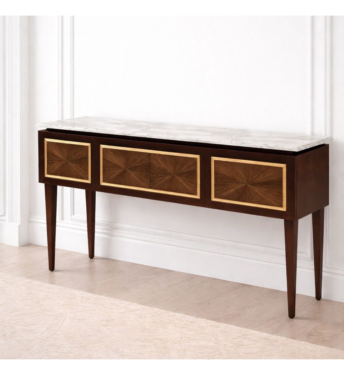 طاولة كونسول خشبية سطح رخامي ابيض – توازن مثالي بين العملية والأناقة الكلاسيكية (منتج تفصيل )