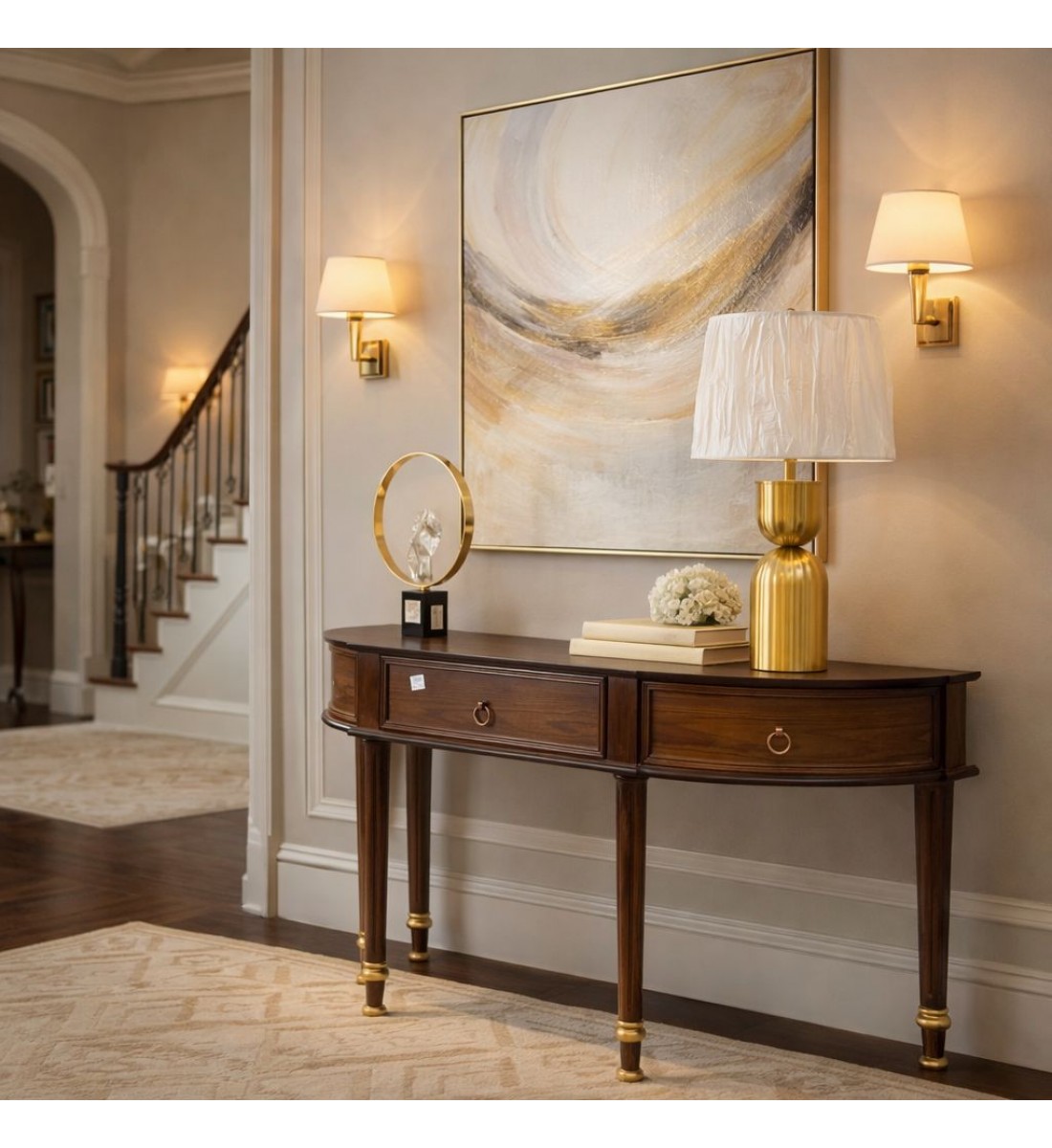 طاولة كونسول خشبية   – توازن مثالي بين العملية والأناقة الكلاسيكية (منتج تفصيل )