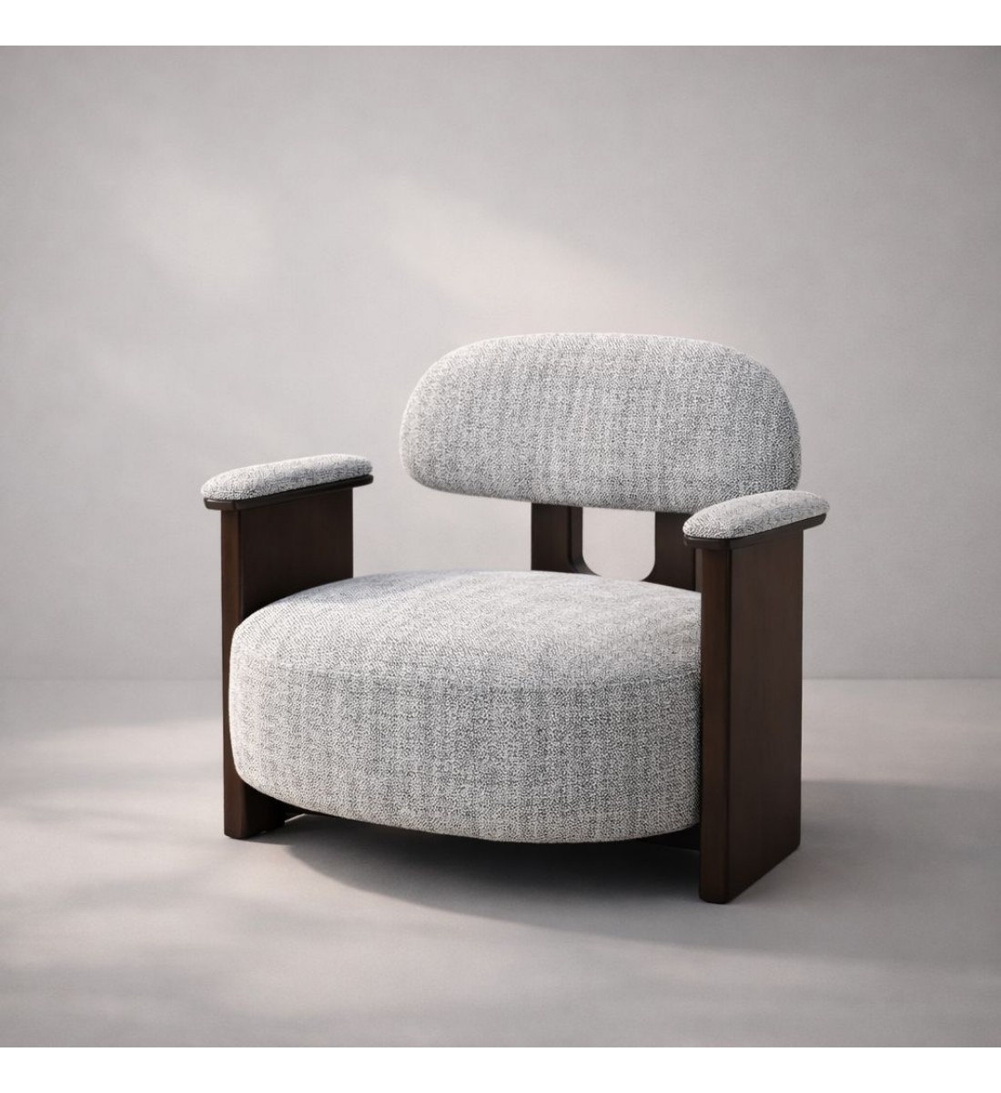 كرسي مفرد أنيق – رمادي مع خشب بني – 63×73×76 سم